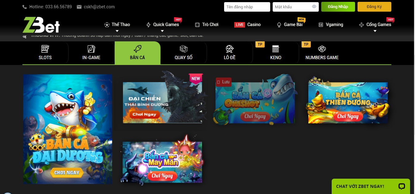 Trải nghiệm cược ở tại Zbet trên PC